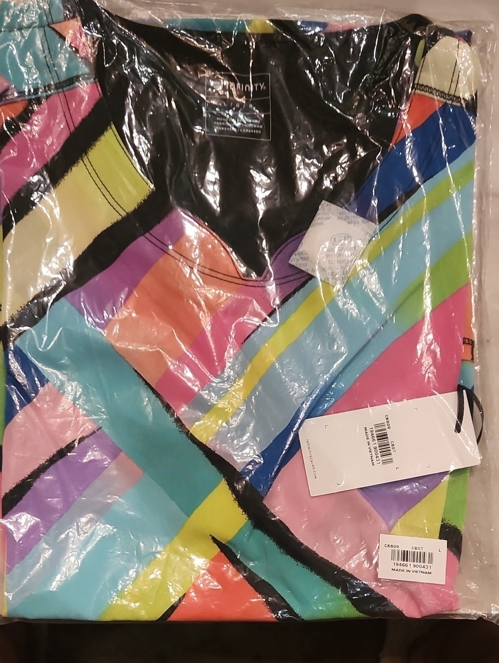 Colorful Abstract Print V-Neck Women's  Scrub Top